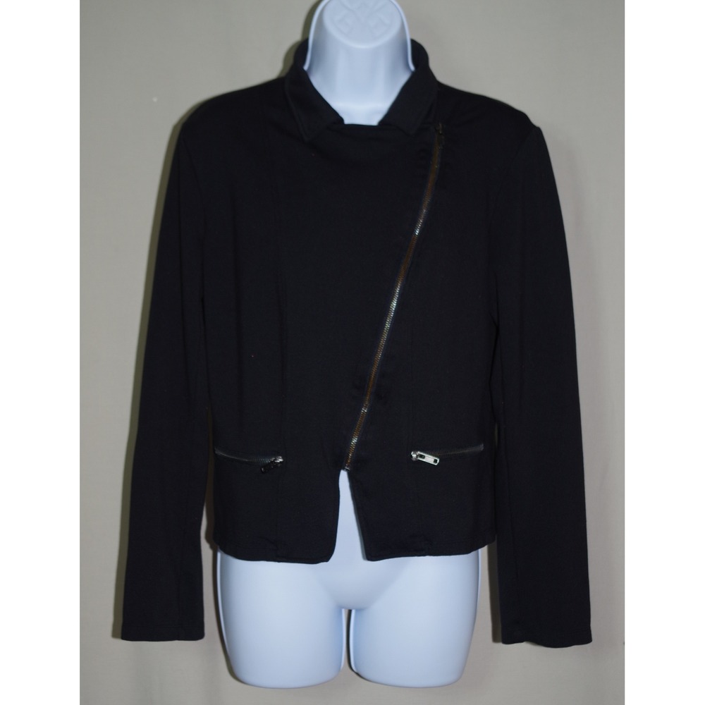 Disney Beauty and the Beast Womens XL Black Moto Jacket Ponte Knit Zip Blazer